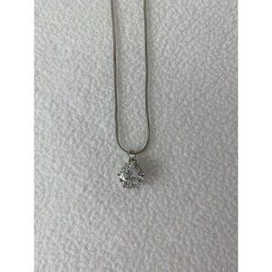 Minicci Silver Tone Necklace With Cubic Zirconia Pendant 15 Inch W 4” Extender